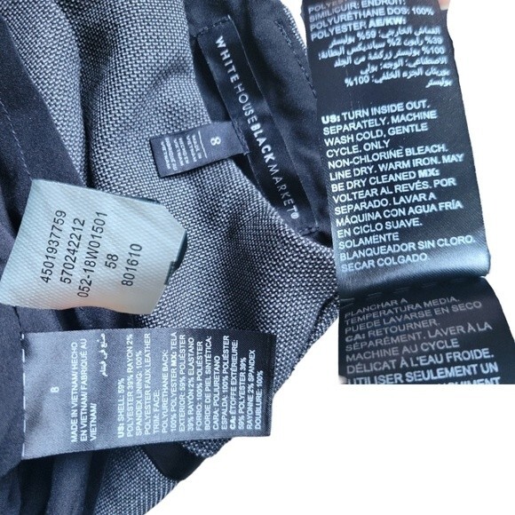 WH|BM Grey Suit Skirt W Faux Leather Detail - 8 - Picture 3 of 9